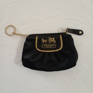 Coach Black Coin Pouch with Gold Accents